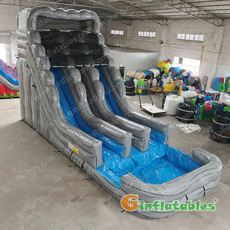 Grey marble dual lane water slides