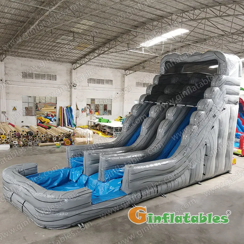 Grey marble dual lane water slides