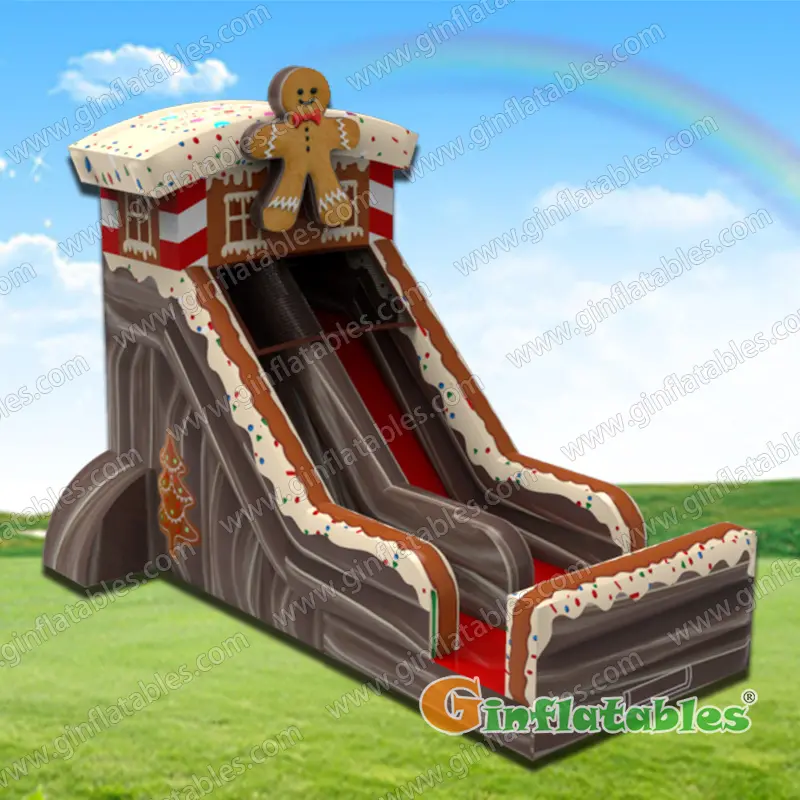 Gingerbread man inflatable slide