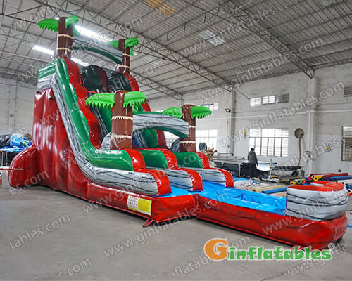 Jungle water slide with removable pool