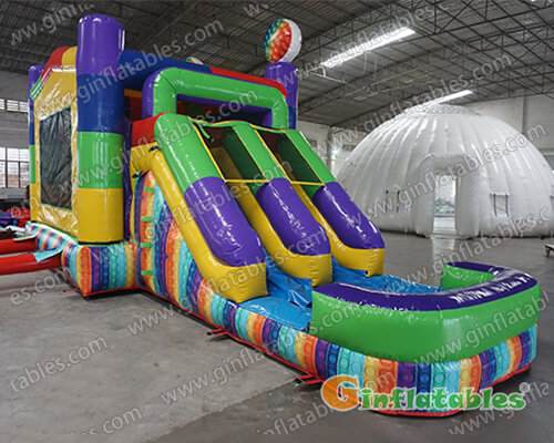 Toys brick inflatable combo with slide wet/dry