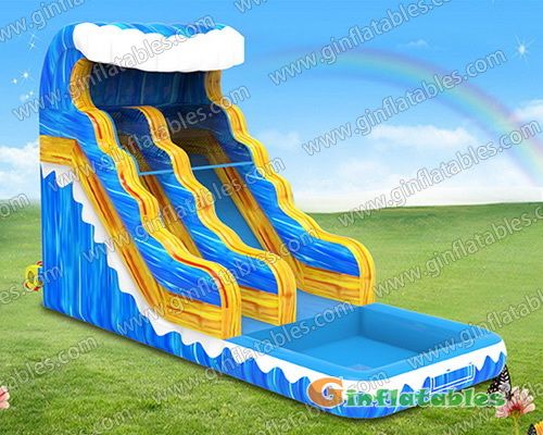 25ft Yellow blue wave waterslide 25ft Yellow blue wave waterslide